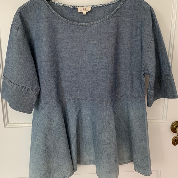 AG Adriano Goldschmeid chambray peplum top - Picture 2 of 9